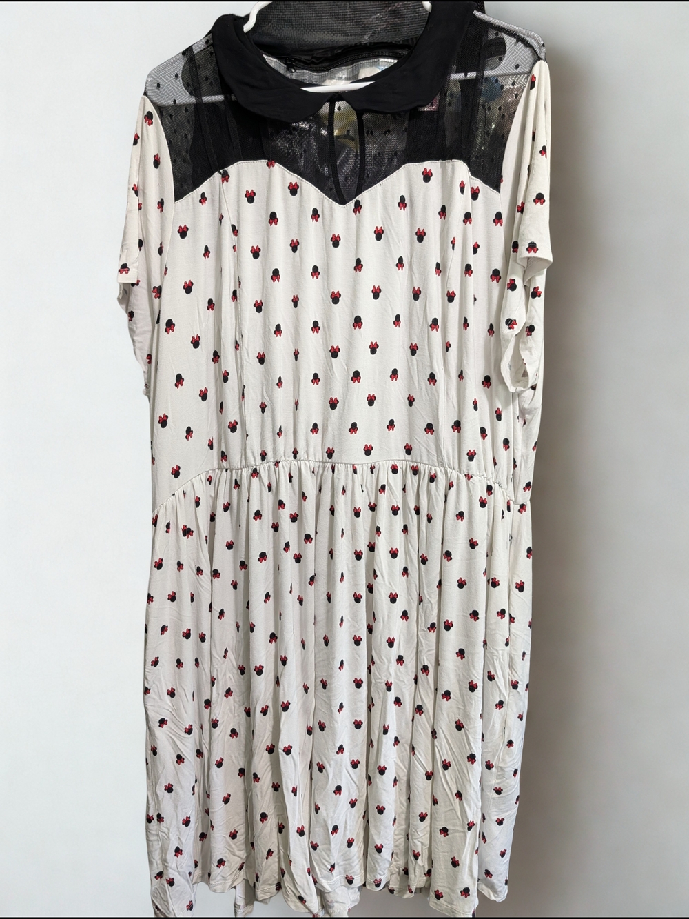 Disney Minnie Mouse Dress Sz 4 W/ Mesh Yoke & Peter Pan Collar